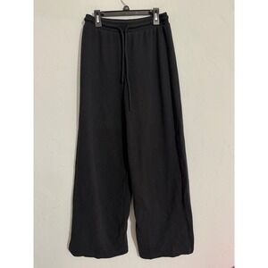 Zara Womens Black Wide Leg Sweatpants Drawstring Lounge Pants Size Small